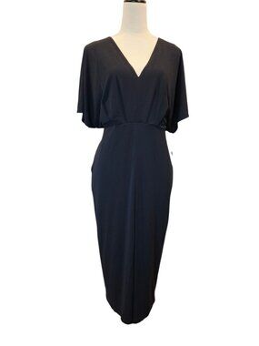 Iris Setlakwe Batwing Midi Dress V-Neck Stretch Jersey Canada Navy SZ L